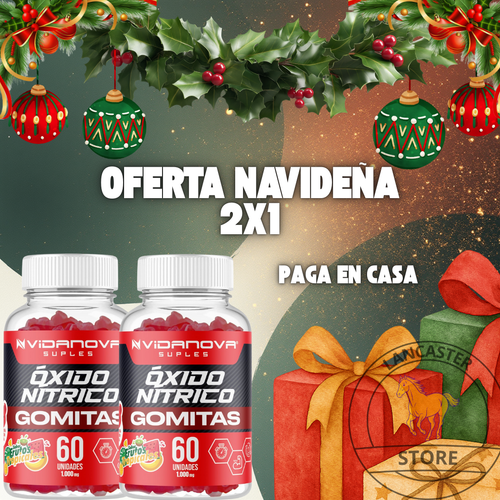 2X1 OFERTA NAVIDEÑA Óxido Nitrico 1000mg Gomitas Sabor Frutos Tropicales