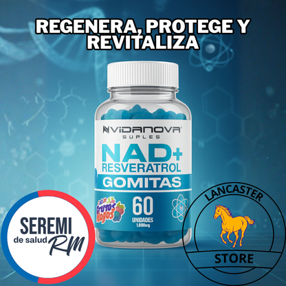 NAD+ Resveratrol 60 Gomitas Sabor Frutos Rojos