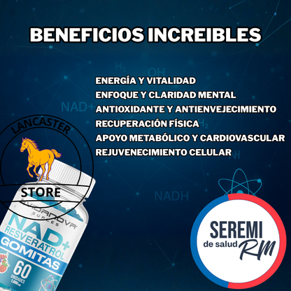 NAD+ Resveratrol 60 Gomitas Sabor Frutos Rojos